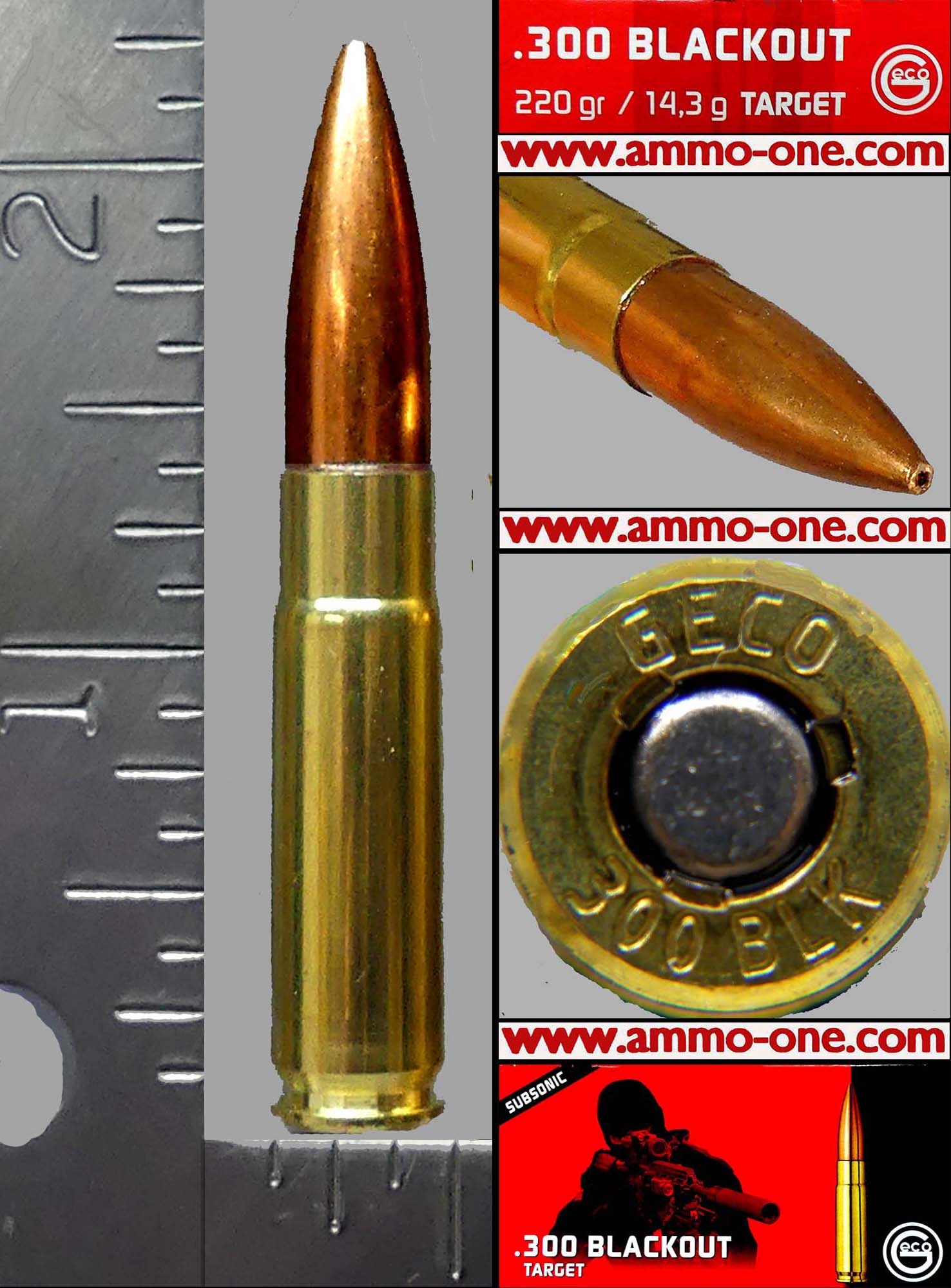 300 Blackout By Geco 220gr JHP Subsonic One Cartridge Not A Box