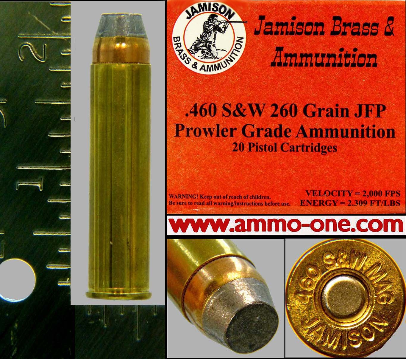 460 Smith Wesson Magnum By Jamison 260 Gr JSP One Cartridge Not A