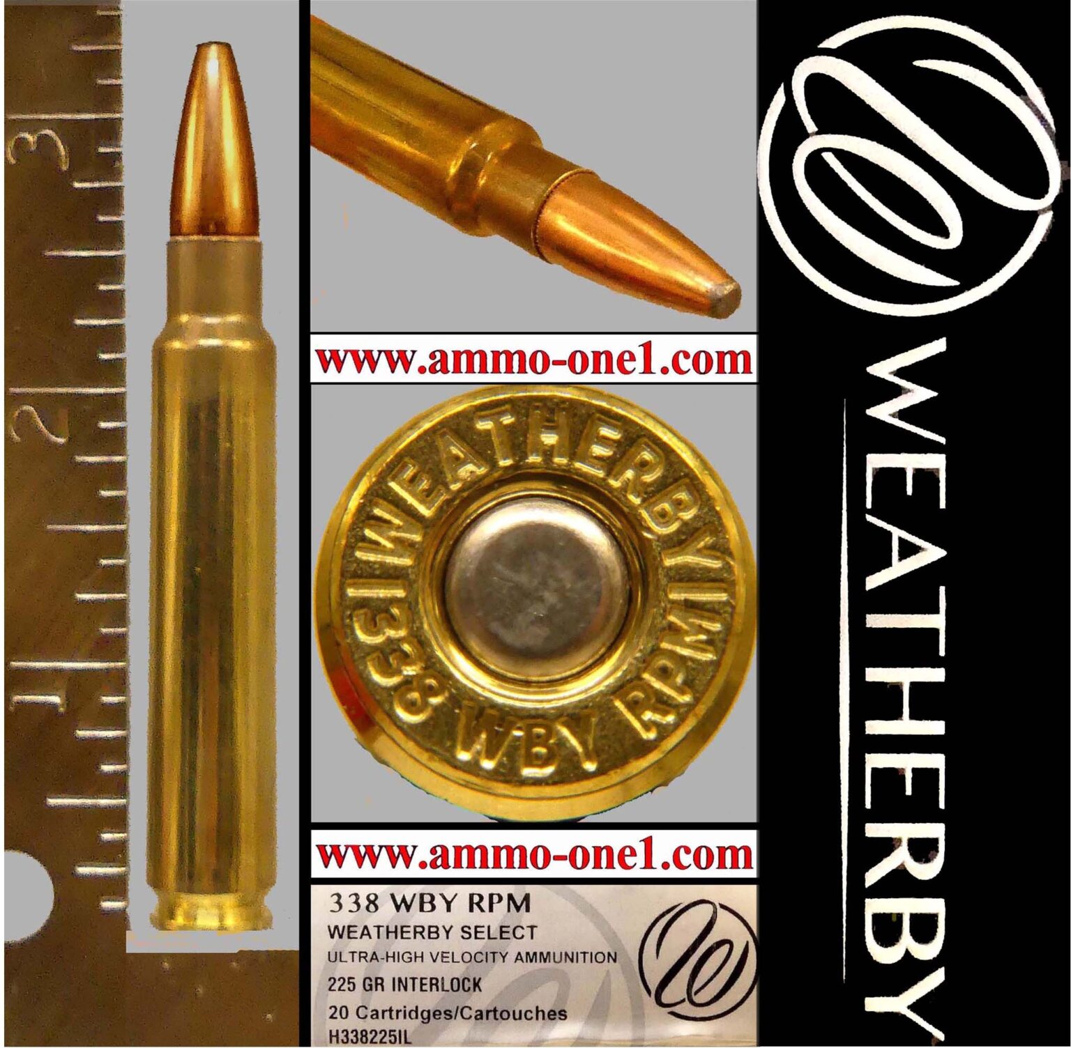 338 Weatherby Rpm By Wtby 225gr Jsp One Cartridge Not A Box Ammo One1 