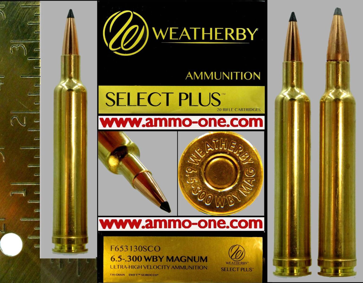 6.5-300 Weatherby Magnum,1 cartridge not a box, Limit 1 - Ammo-One1