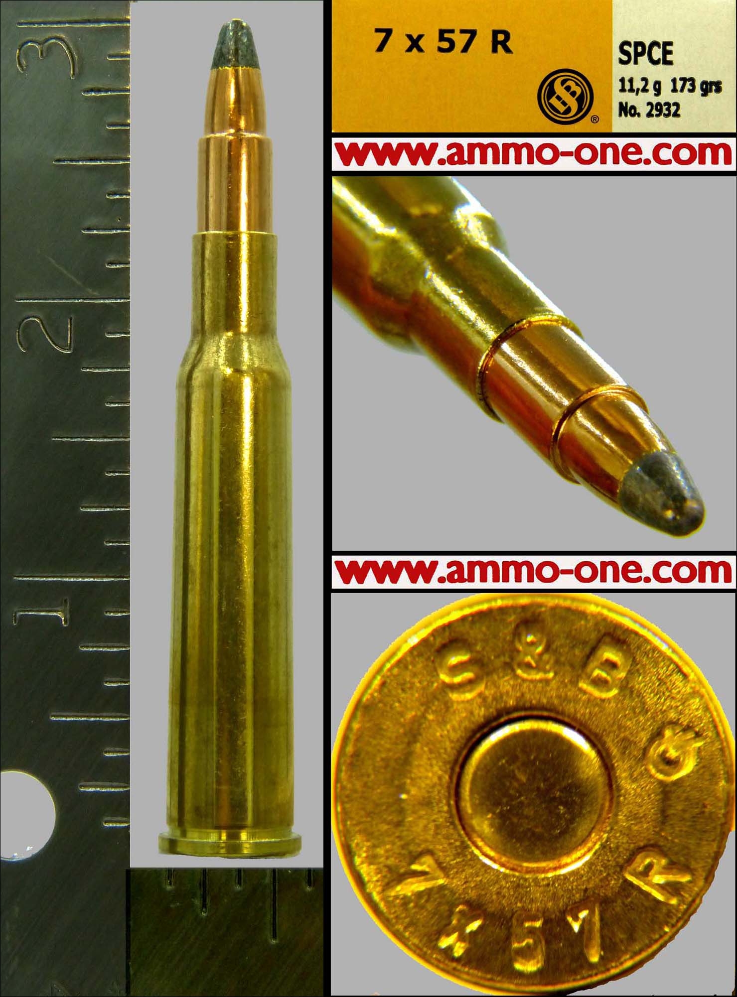 7x57rmmmauser Rimmed By Sandb With Older Spce Bullet One Cartridge