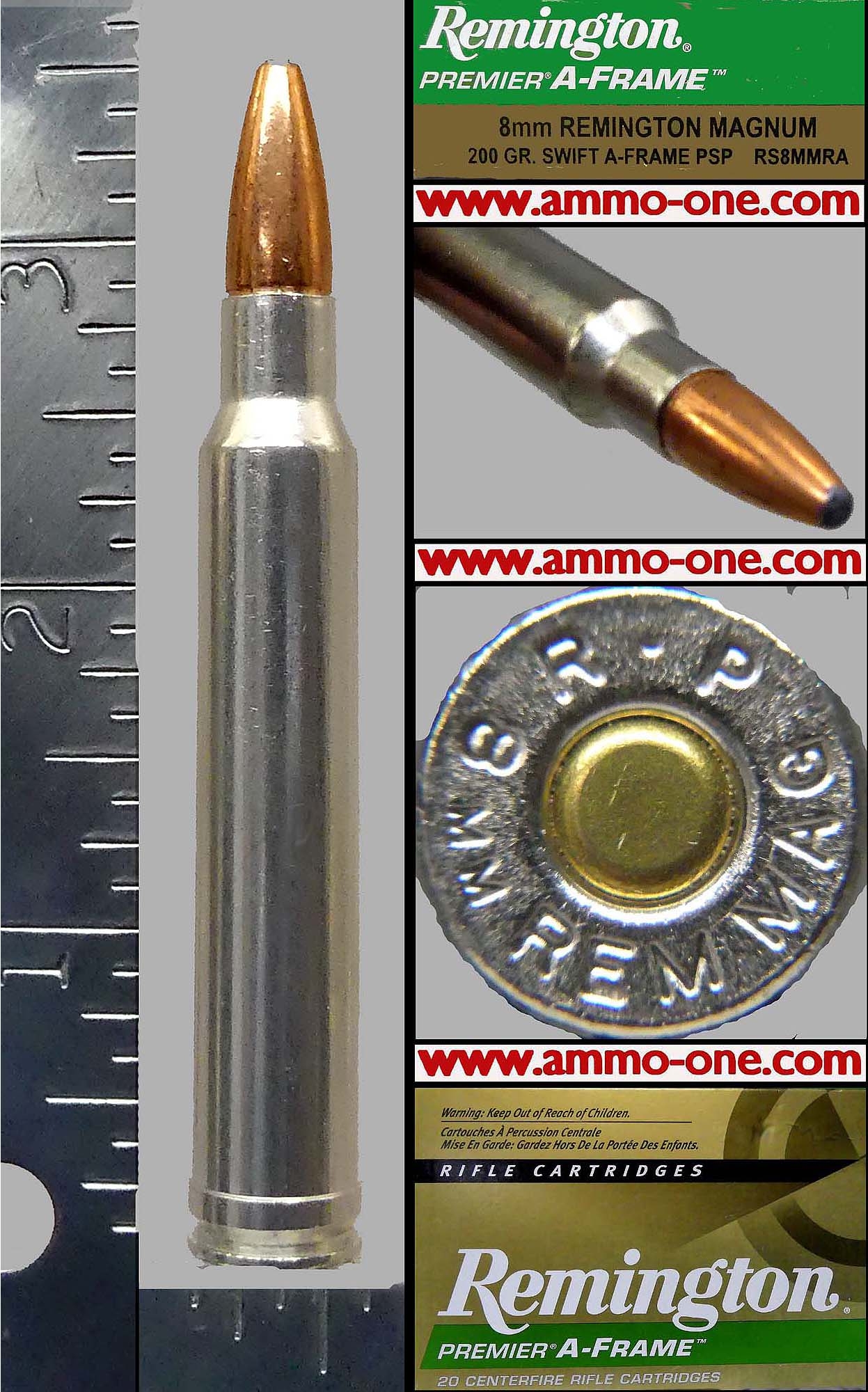 8mm Remington Magnum By Remington Nickel Case Jsp One Cartridge Not A Box Ammo One1