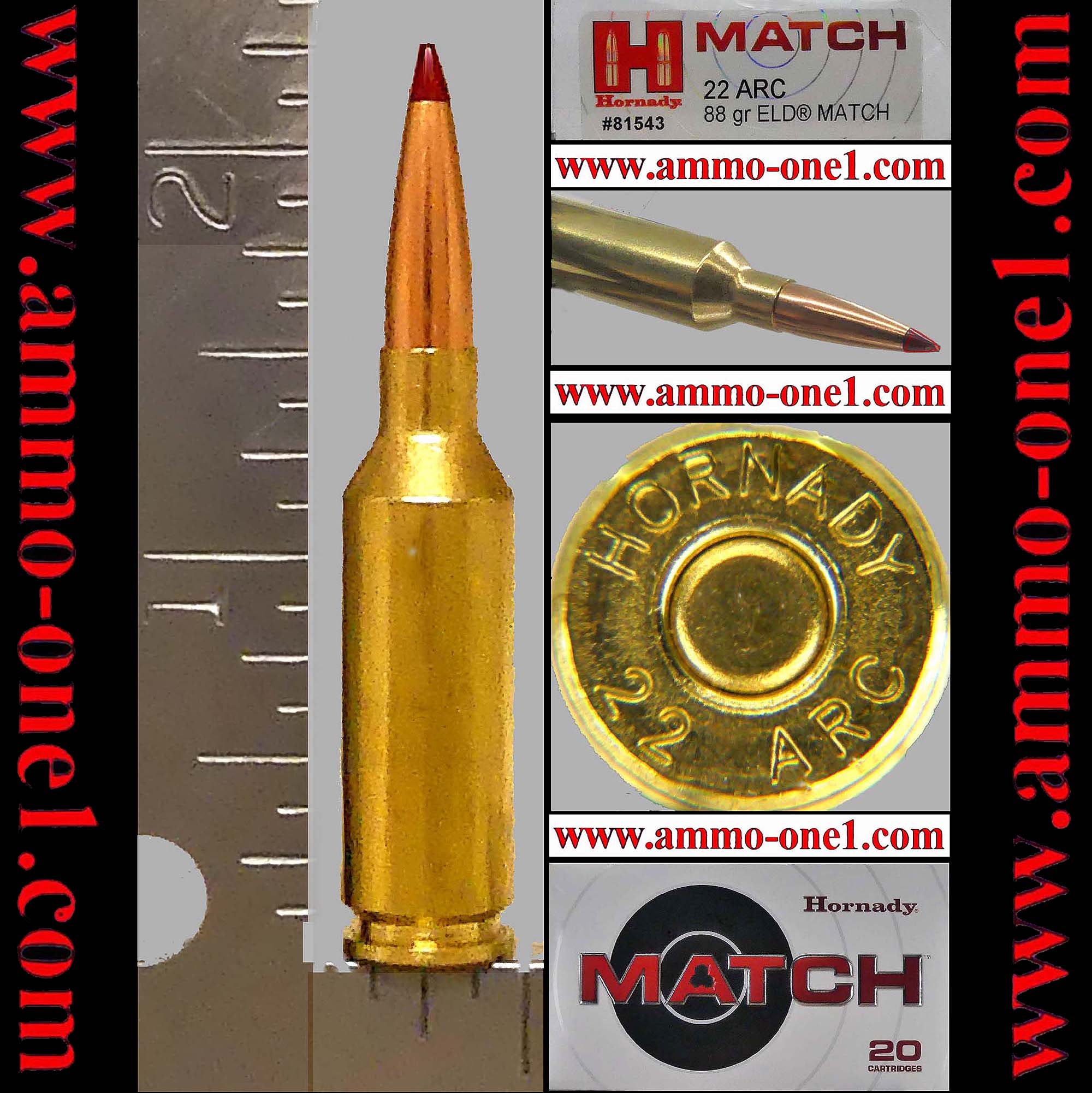 22 ARC (Advanced Rifle Cartridge) by Hornady, 88gr ELD, One Cartridge ...