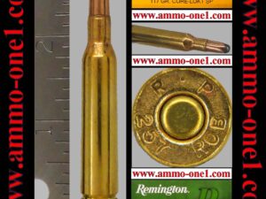(item # 1) .257 roberts by remington, "r p 257rob" h/s, jsp, one cartridge not a box !